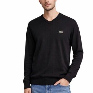 Lacoste Men's Deep Black  V-Neck Sweater Size Medium EUC